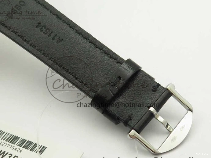 MIROTIME 0419 Portofino Automatic SS FKF 1:1 Best Edition White Dial SS Markers on Black Leather Strap A QuickDry 7138